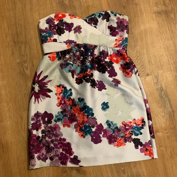 Anthropologie Dresses & Skirts - Tibi Madeline Strapless Floral Silk Mini Dress